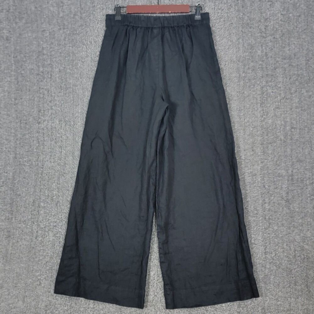 Magaschoni Black Wide Leg Linen Pants - Picture 8 of 11